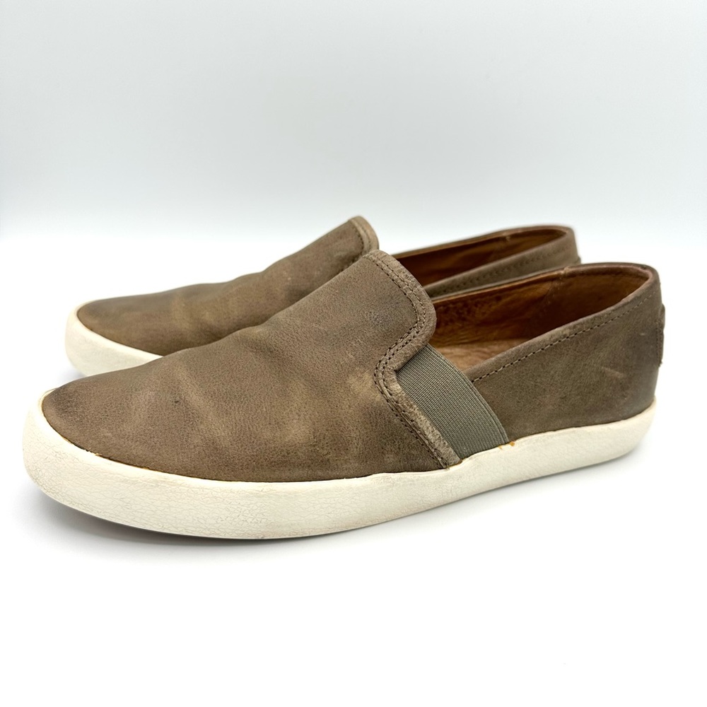 Frye Dylan Slip-On Sneakers brown leather shoes